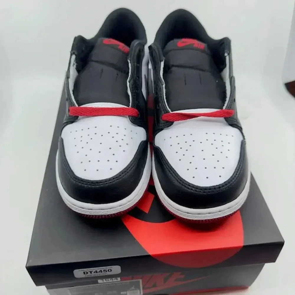 NEW Air Jordan 1 Retro Low OG GS Sneakers CZ0858-106 White Red Black Kids 7Y - Picture 3 of 8